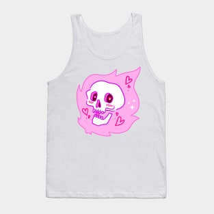 Pink Flame Skull Tank Top